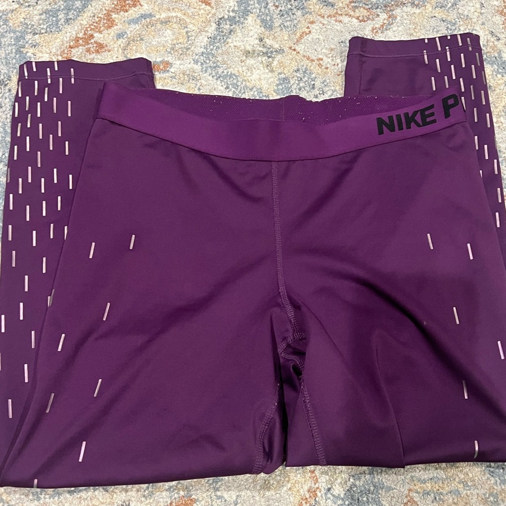 Nike Pro Dri-fit Womens Leggings Purple Compression metallic Geometric‎